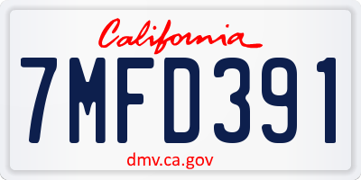 CA license plate 7MFD391
