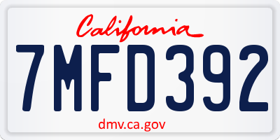 CA license plate 7MFD392