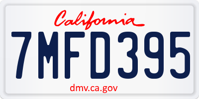CA license plate 7MFD395