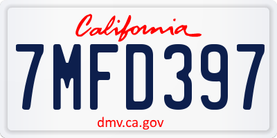 CA license plate 7MFD397