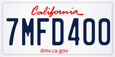 CA license plate 7MFD400