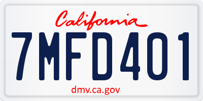 CA license plate 7MFD401