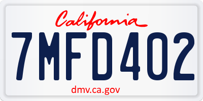 CA license plate 7MFD402