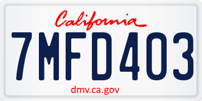 CA license plate 7MFD403