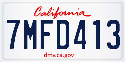 CA license plate 7MFD413
