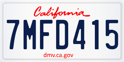 CA license plate 7MFD415