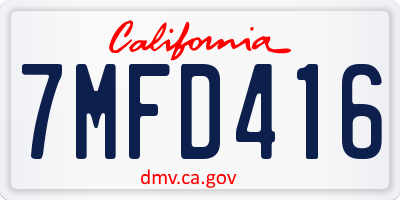 CA license plate 7MFD416