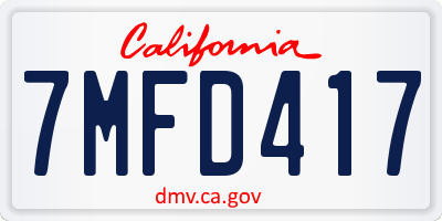 CA license plate 7MFD417