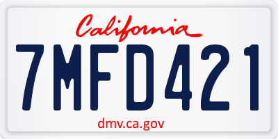 CA license plate 7MFD421