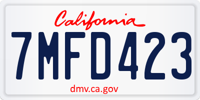 CA license plate 7MFD423