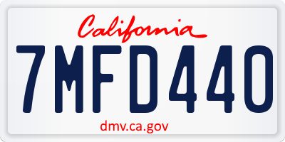 CA license plate 7MFD440
