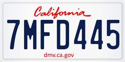 CA license plate 7MFD445