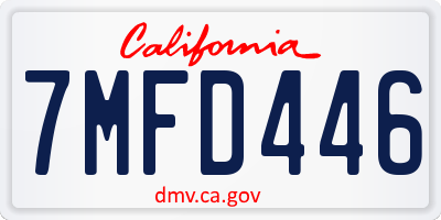 CA license plate 7MFD446