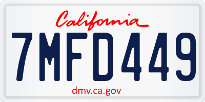 CA license plate 7MFD449