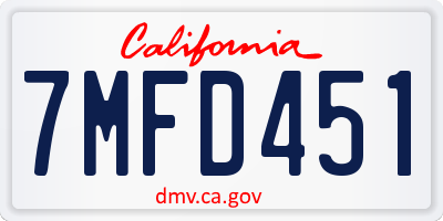 CA license plate 7MFD451