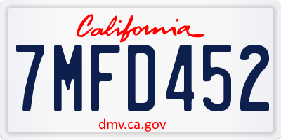 CA license plate 7MFD452