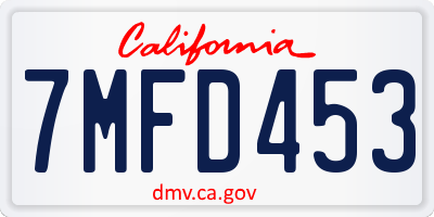 CA license plate 7MFD453