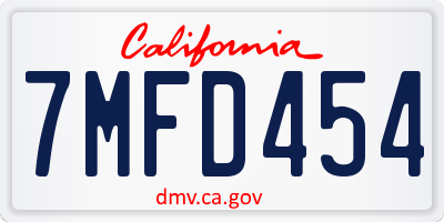 CA license plate 7MFD454