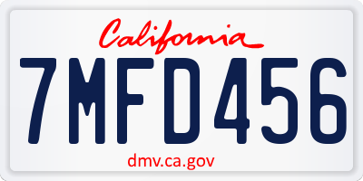 CA license plate 7MFD456