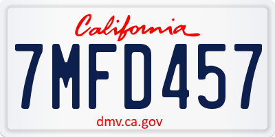 CA license plate 7MFD457