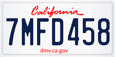 CA license plate 7MFD458