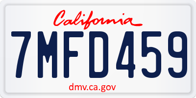 CA license plate 7MFD459