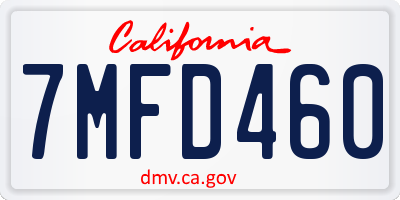 CA license plate 7MFD460