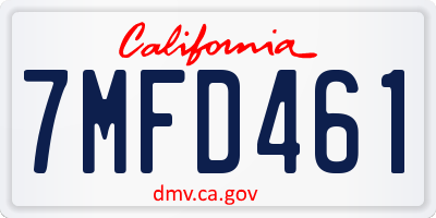 CA license plate 7MFD461