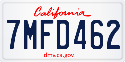 CA license plate 7MFD462