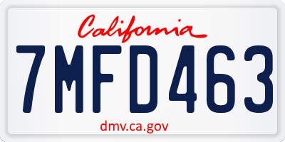 CA license plate 7MFD463