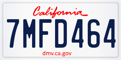 CA license plate 7MFD464