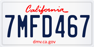 CA license plate 7MFD467