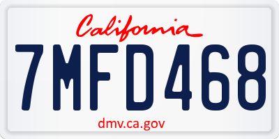 CA license plate 7MFD468