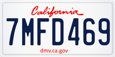 CA license plate 7MFD469