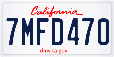 CA license plate 7MFD470