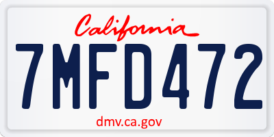 CA license plate 7MFD472