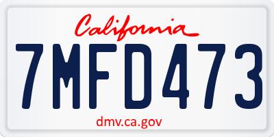 CA license plate 7MFD473