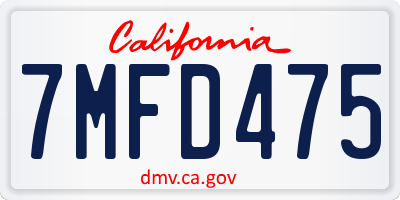 CA license plate 7MFD475