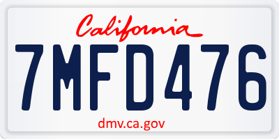 CA license plate 7MFD476