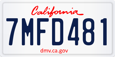 CA license plate 7MFD481