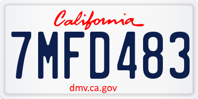 CA license plate 7MFD483