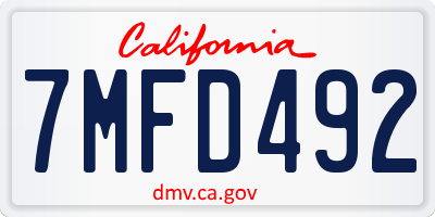 CA license plate 7MFD492