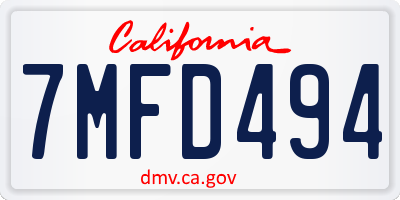 CA license plate 7MFD494