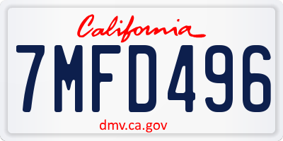 CA license plate 7MFD496
