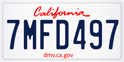 CA license plate 7MFD497