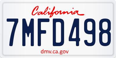 CA license plate 7MFD498