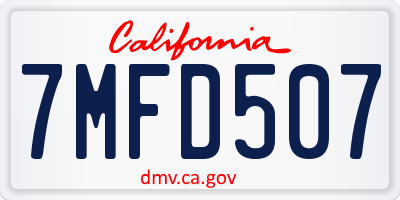 CA license plate 7MFD507