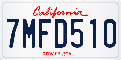 CA license plate 7MFD510