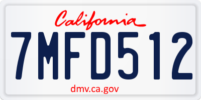 CA license plate 7MFD512