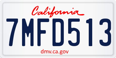 CA license plate 7MFD513